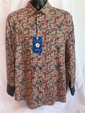 A Fish Named Fred Men XL Slopesboard Sand Ski Patrol Button Up Flip Cuffs NWT